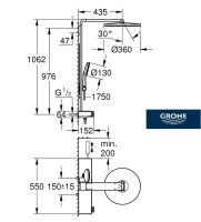 MEDIDAS COLUMNA DUCHA TERMOSTATICA AQUA PURE GROHE